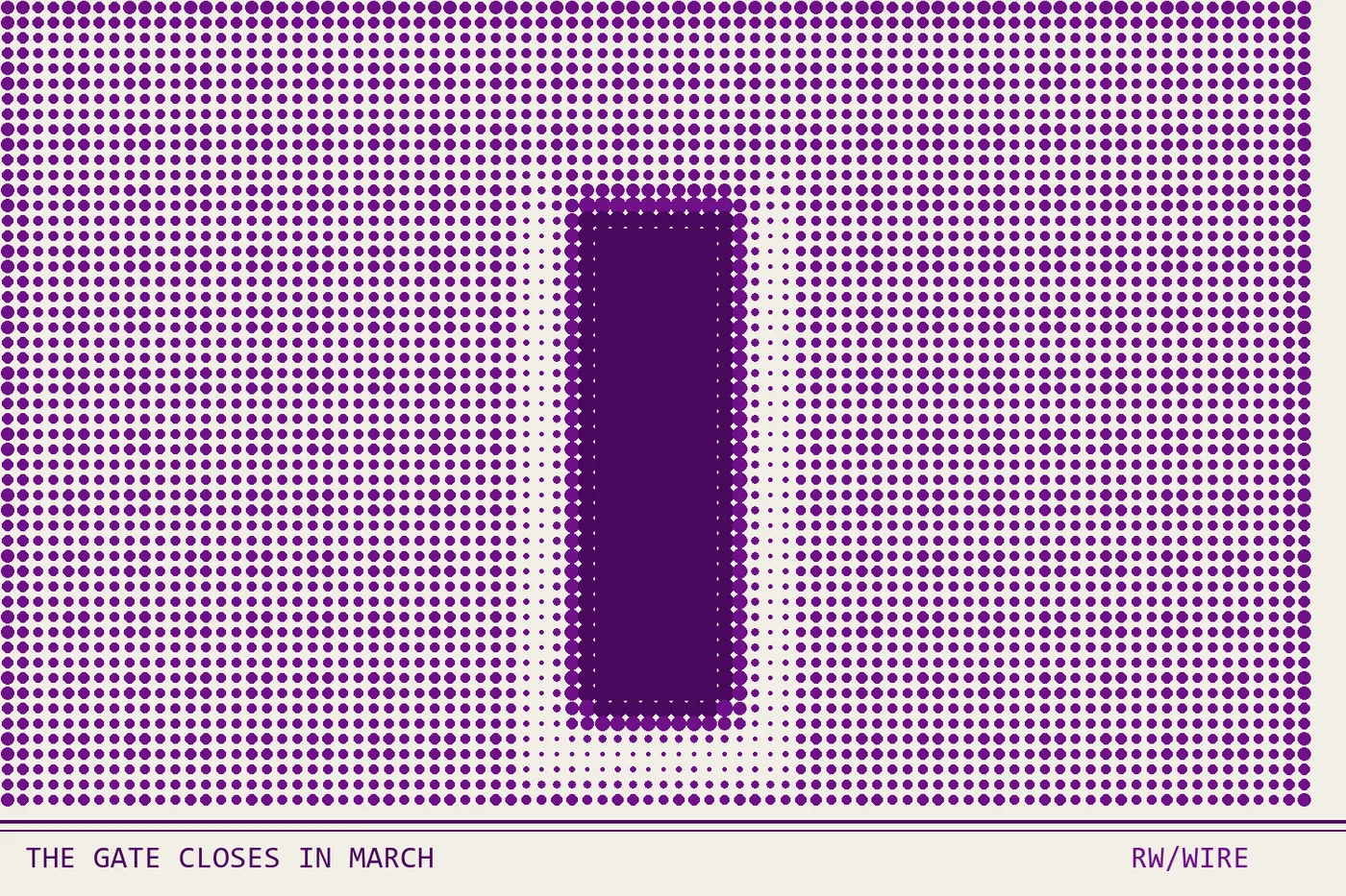 Halftone composition of a dense dot lattice with one gate-shaped gap