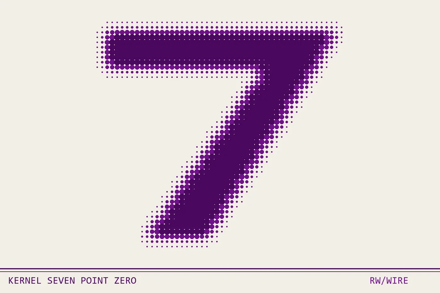 Halftone composition of a large numeral seven built from dots
