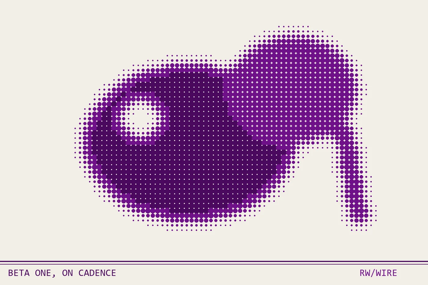 Halftone composition of a dot elephant silhouette mid-stride