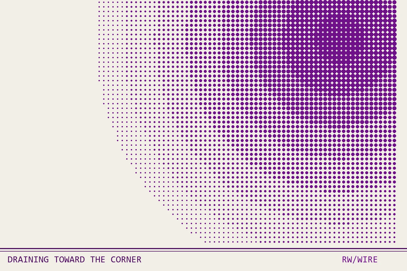 Halftone composition of a dot gradient draining from one corner